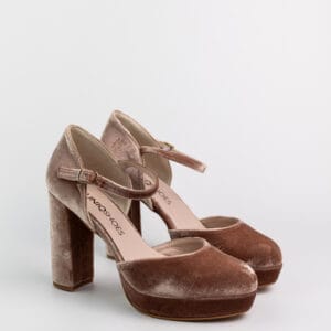 Uniqshoes 15 Zapatos elegantes mujer Maxi Chicago en terciopelo color arcilla con tacón de 10 cm, diseño sofisticado y cómodo para bodas y eventos especiales