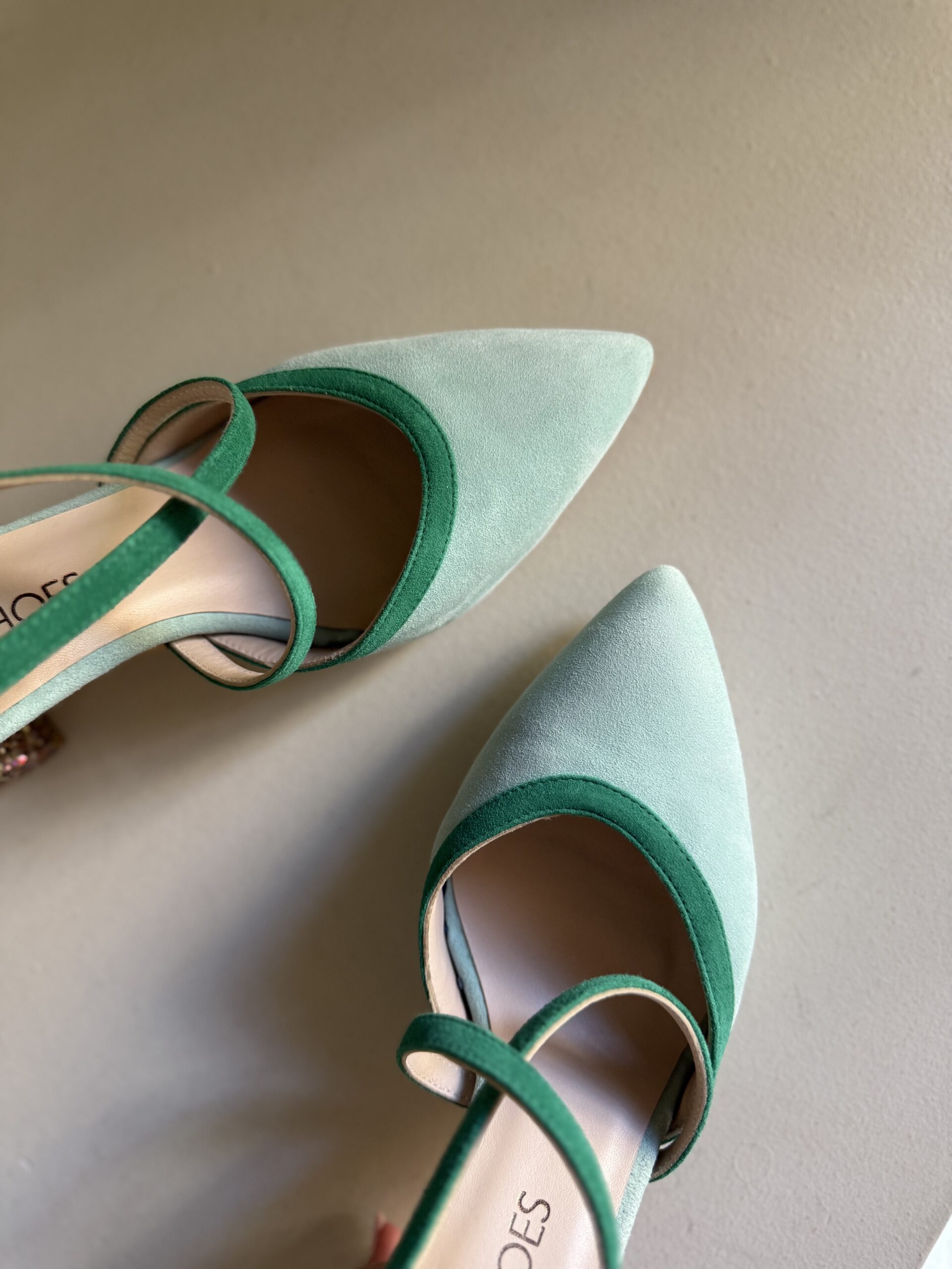 Zapato verde agua con tacón glitter 3 Zapato verde agua con tacón glitter