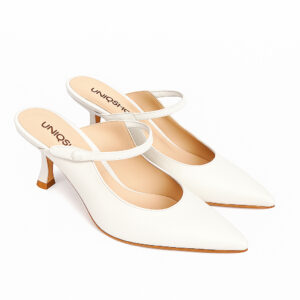 Uniqshoes 7 ZAPATOS DE NOVIA MULES BLANCO DE TACÓN BAJO