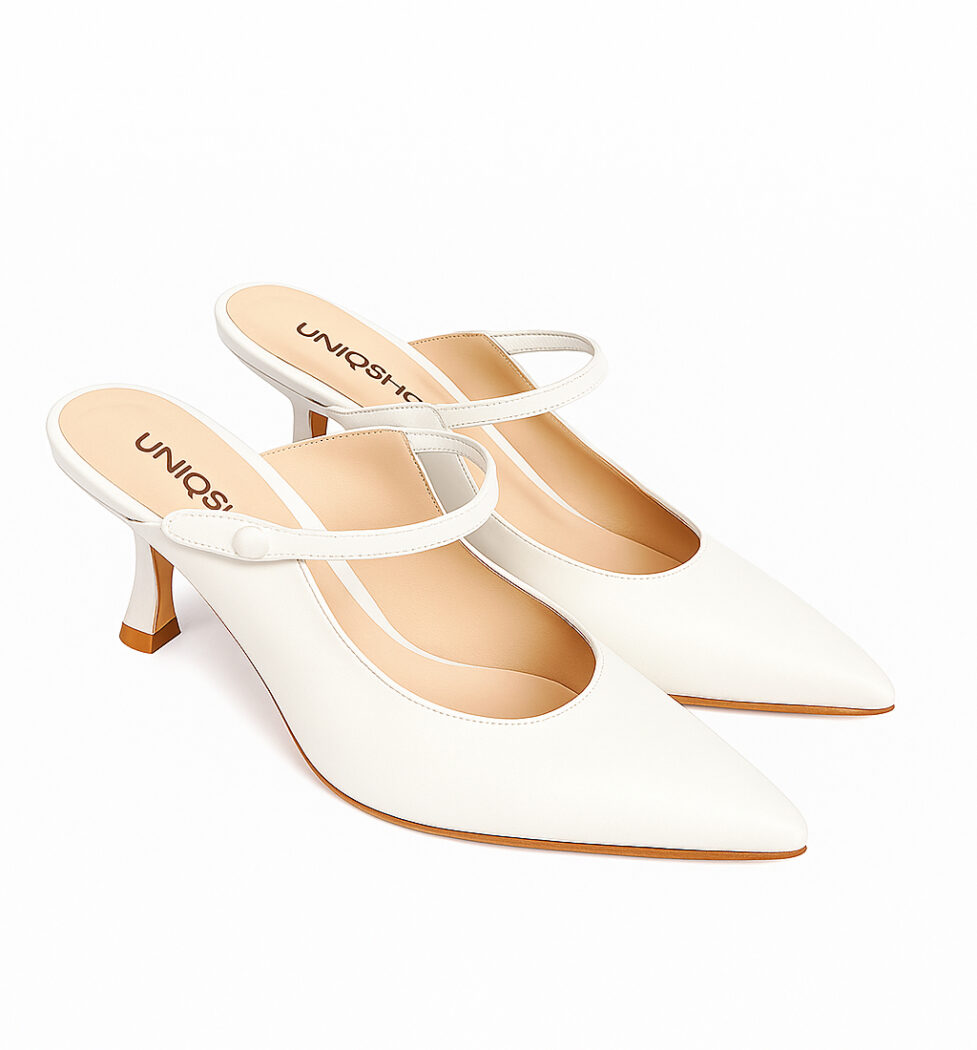 ZAPATOS DE NOVIA MULES BLANCO DE TACÓN BAJO