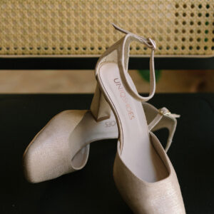Zapatos de Novia Dorados Tacón 6cm | Salón Punta Cuadrada